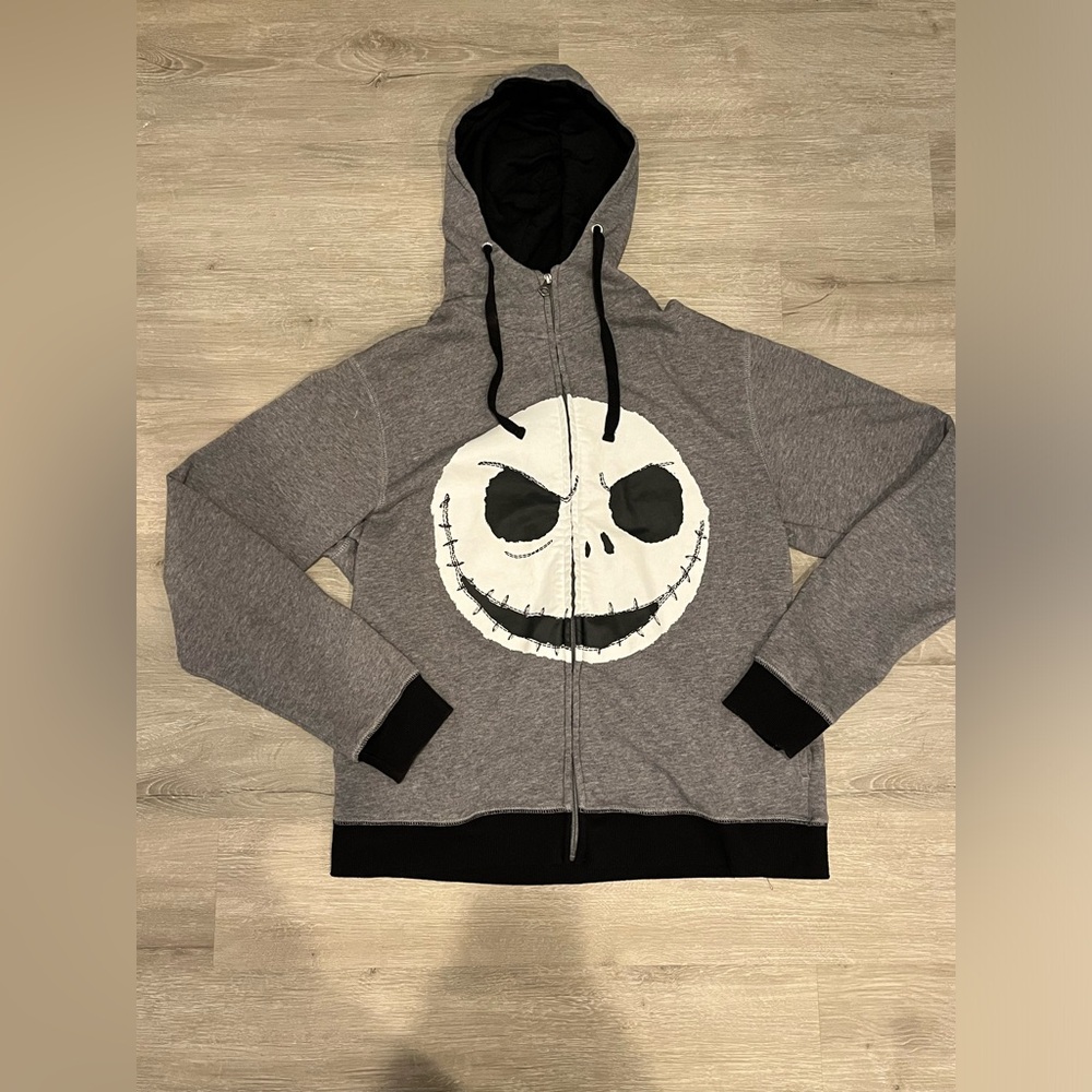 Disney Nightmare Before Christmas grey and black zip up hoodie